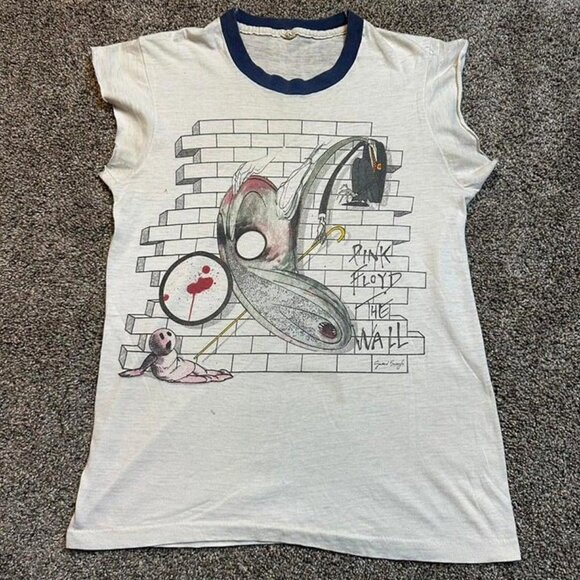 Mega Rare Original 1982 Pink Floyd The Wall Ringer Shirt Gerald Scarfe Art Small